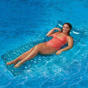 Play Day Neon Blue Unisex Adult Inflatable Pool Beach Lake Comfort Float Mat